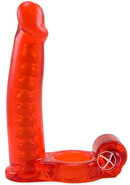 Double Penetrator Vibrating Cock Ring With Bendable Dildo -...