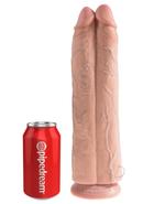 King Cock Two Cocks One Hole Dildo 11in - Vanilla